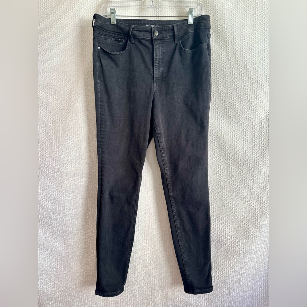 Athleta Flex Ultra Skinny Black Jeans Women’s Size 14 Stretch Mid Rise Denim